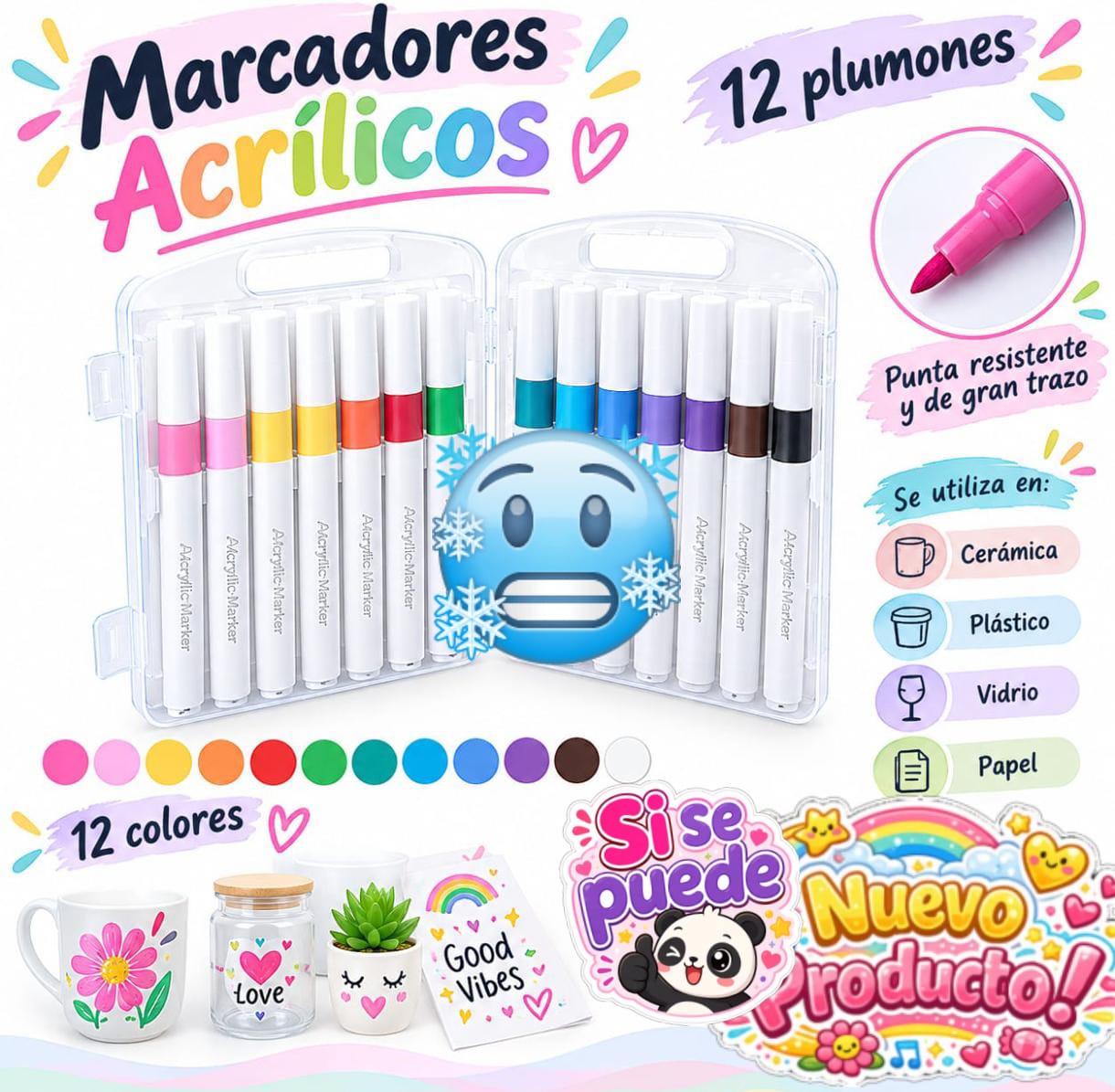 ESTUCHE DE 12 PLUMONES ACRILICOS