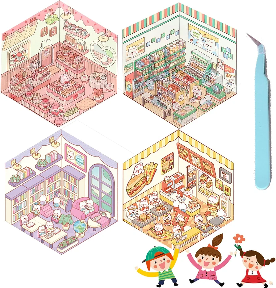 PLANTILLA DE STICKERS 3D ESCENA INTERIORES