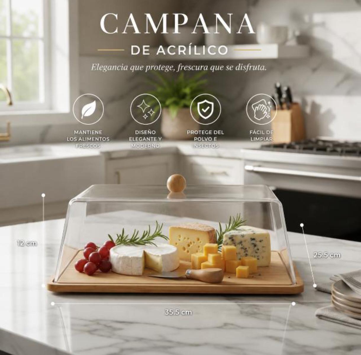 PORTA TORTA RECTANGULAR DE BAMBU C/ TAPA