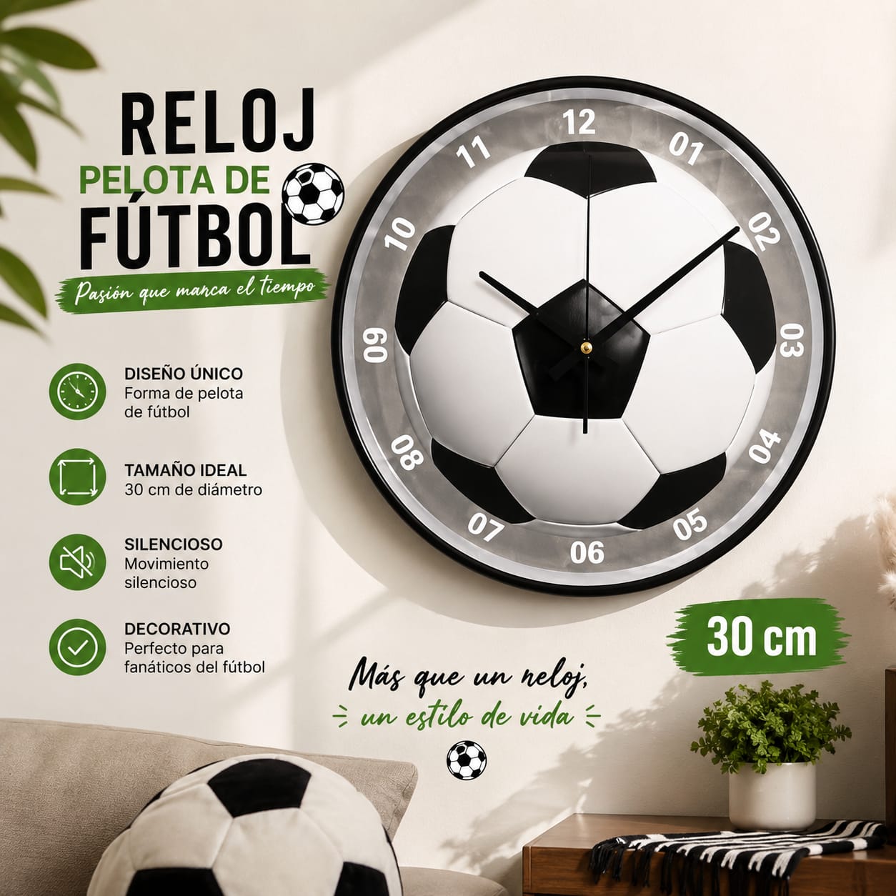 RELOJ PELOTA DE FUTBOL